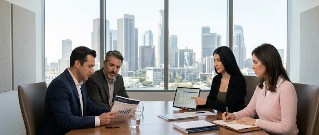 A Haven & Key advisory session reviewing financial materials.